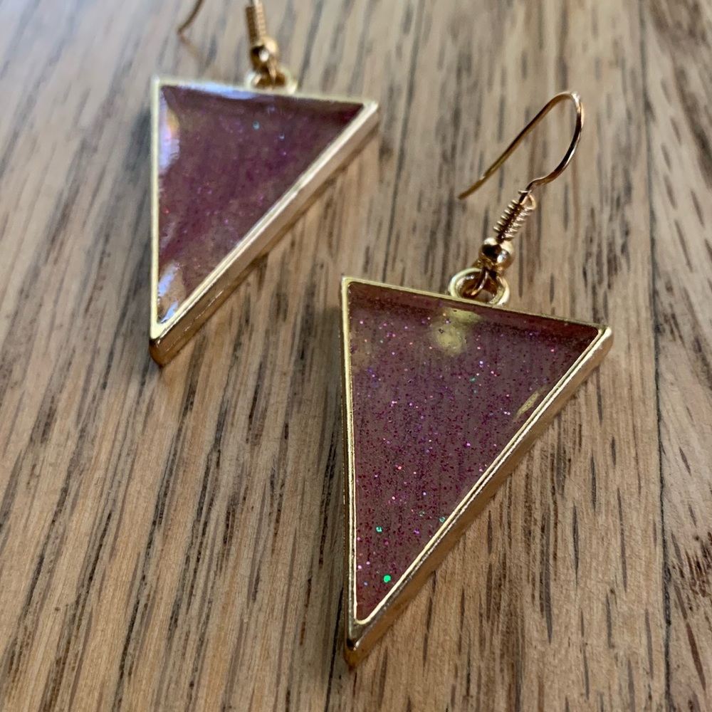 Handcrafted metal and resin earrings - Picture 2 of 4